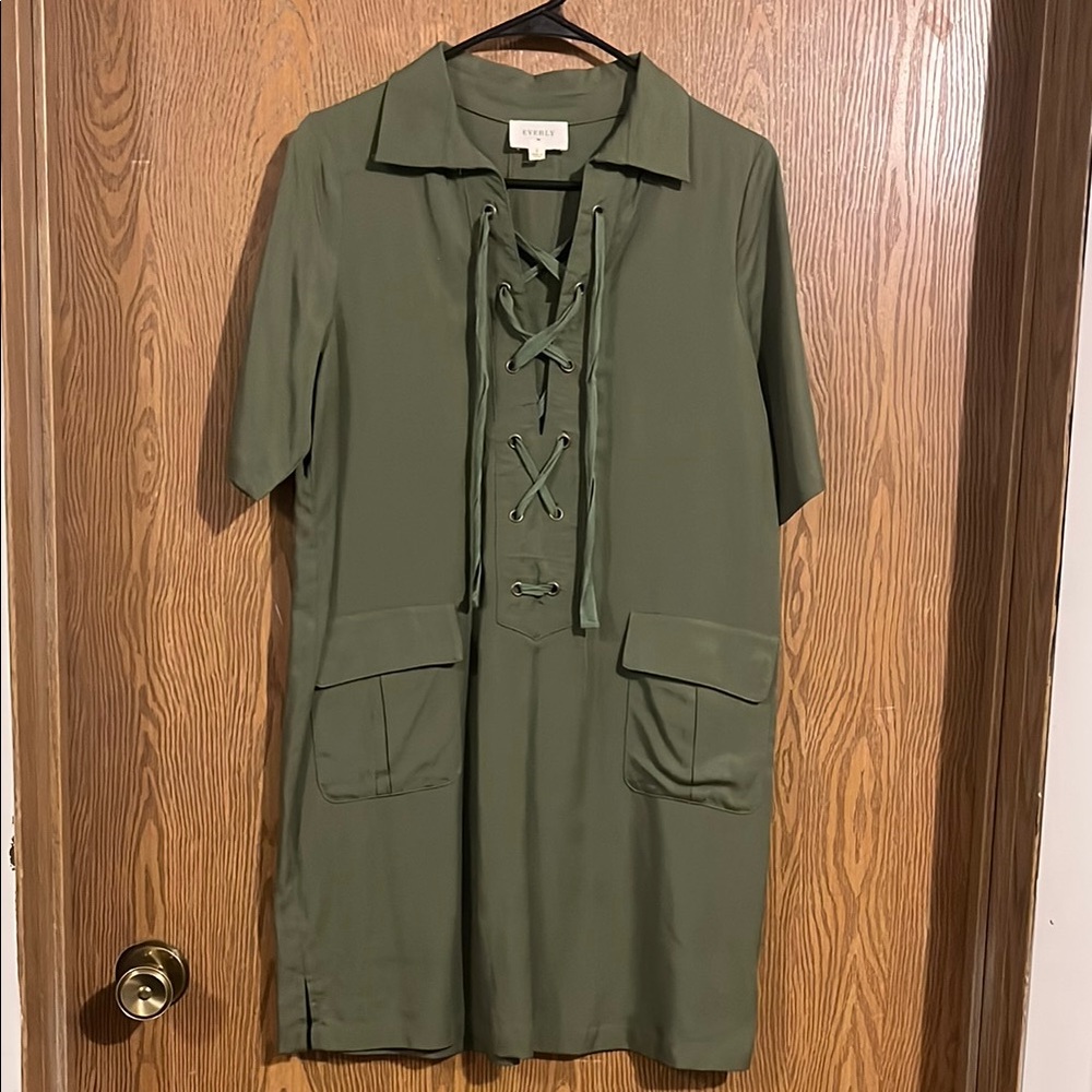 Green Lace-Up Dress